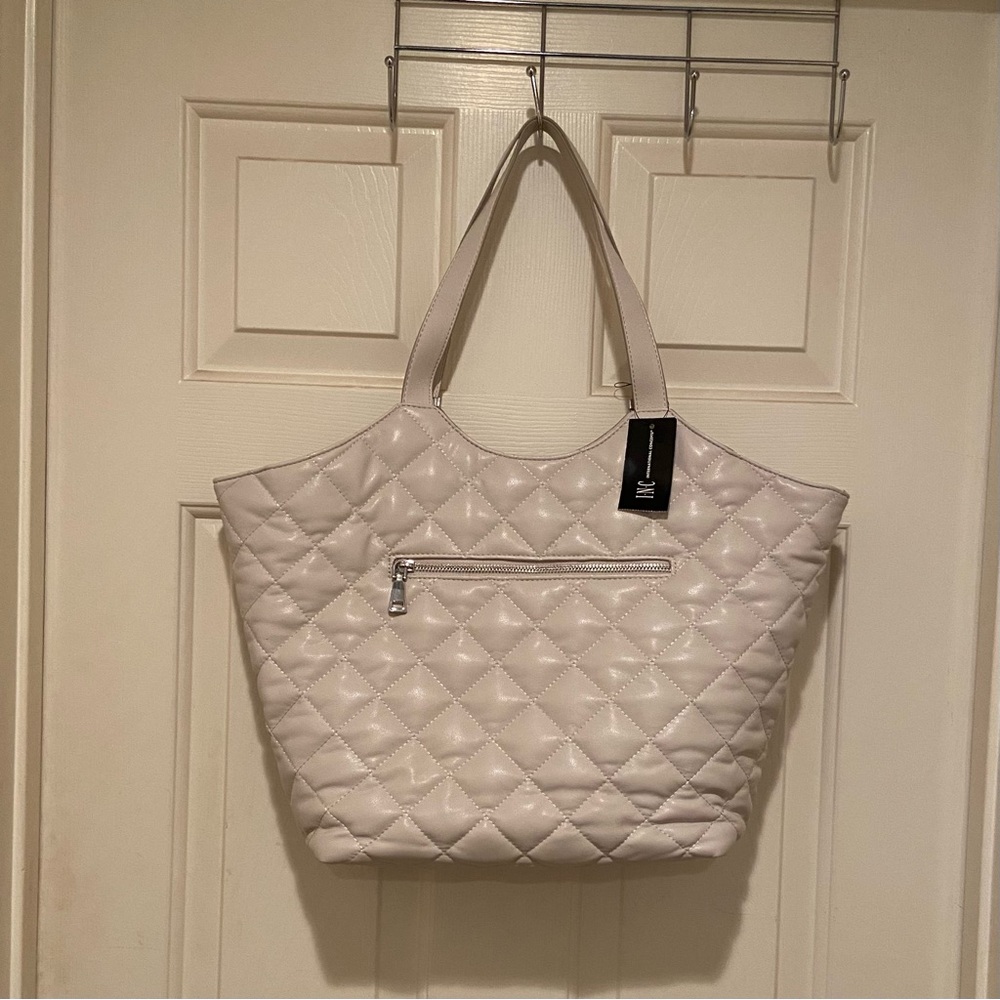 I.N.C. International Concepts Andria Quilted Extra Large Tote Bone NWT